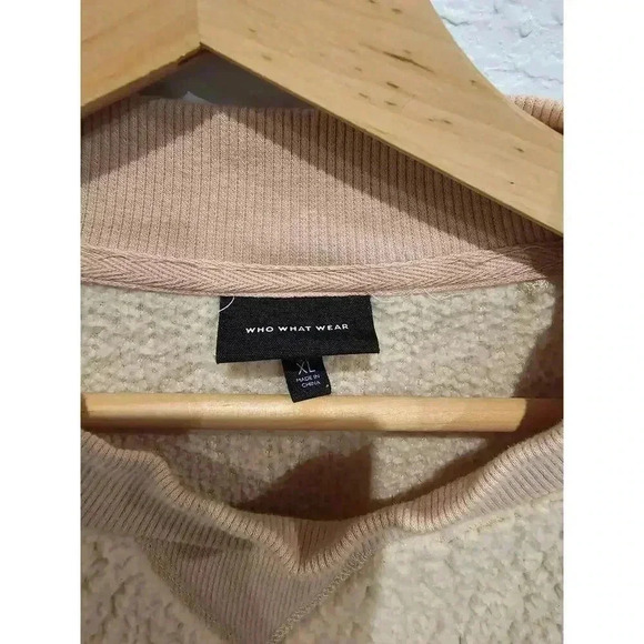 Who What Wear Women's Sherpa Long Sleeve Sweatshirt Creme Brulee Size XL - Picture 3 of 4